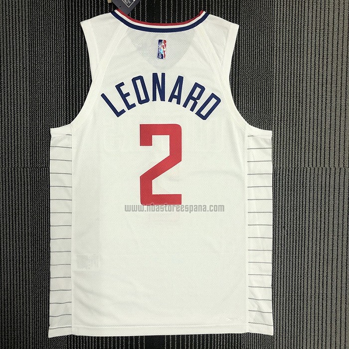 Camiseta Los Angeles Clippers Kawhi Leonard NO 2 Association 2020-21 Autentico Blanco
